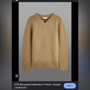 Cos cashmere V-neck sweater in Tan color